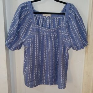 LOFT Blue Patterned Women's Top